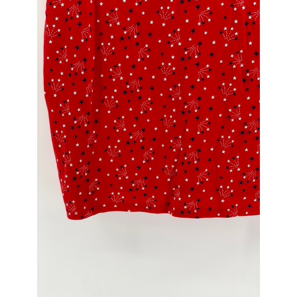 LANDS' END Women's Plus Red Printed Short Sleeve Polo Top SZ 1X