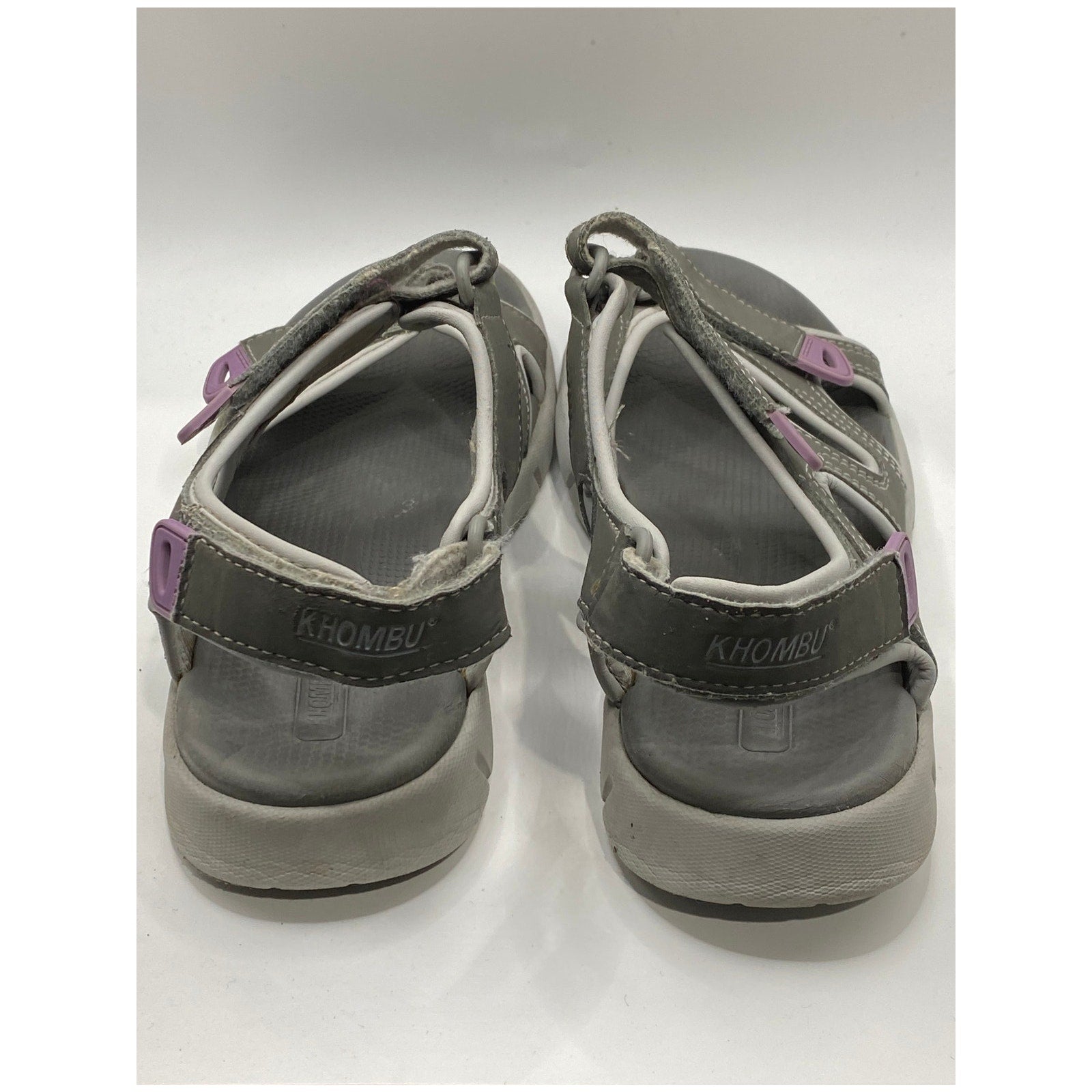 KHOMBU Women's Gray Open-Toe Hook-Loop Casual Sandals SZ 8