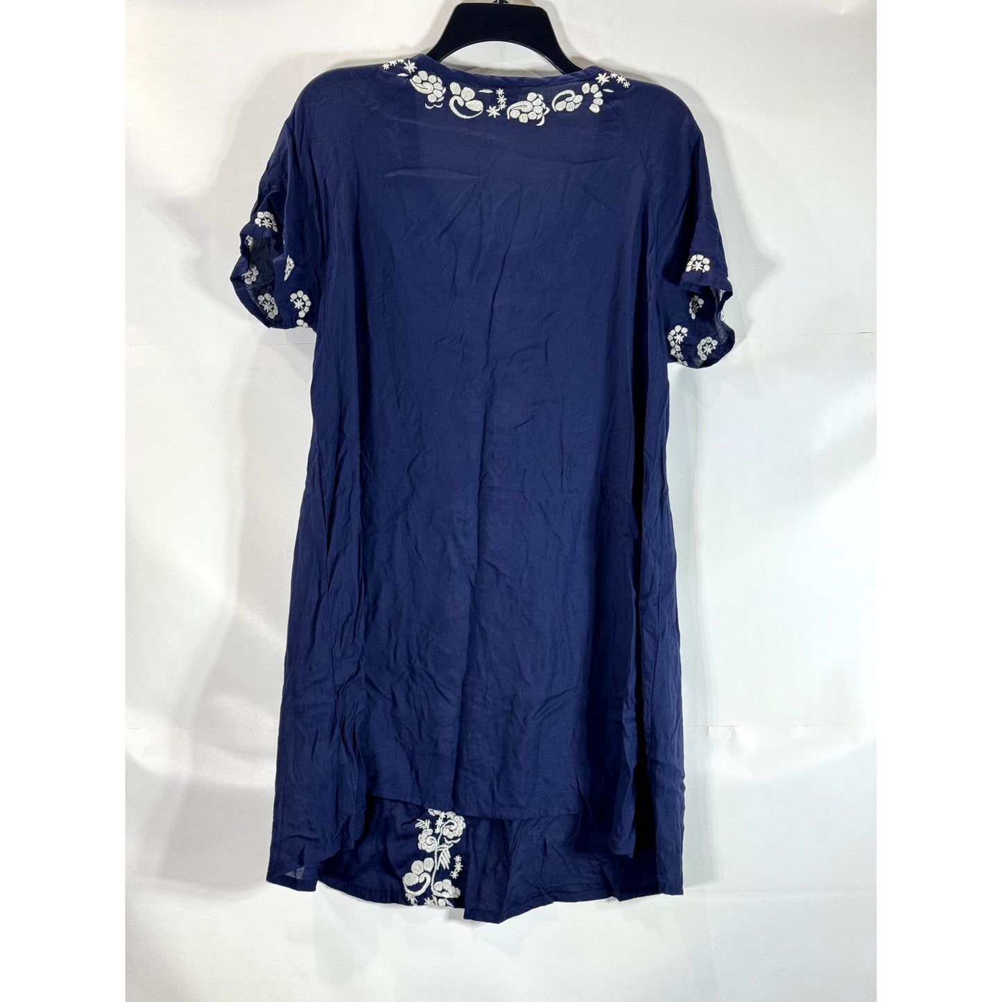 BODEN Women's Navy/White Embroidered Tie-Neck Swimwear Coverup SZ 16