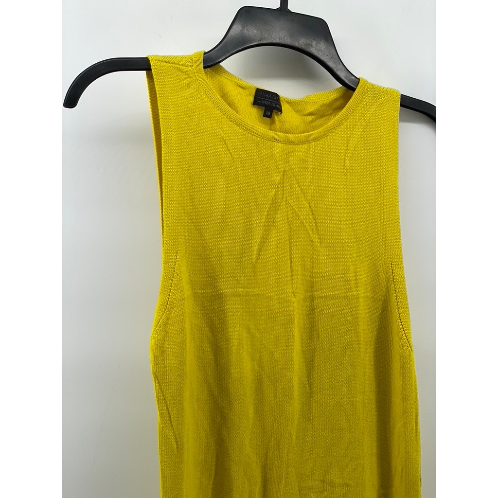 RIHANNA FOR RIVER ISLAND Women's Yellow Back Slash Bodycon Mini Dress SZ 10
