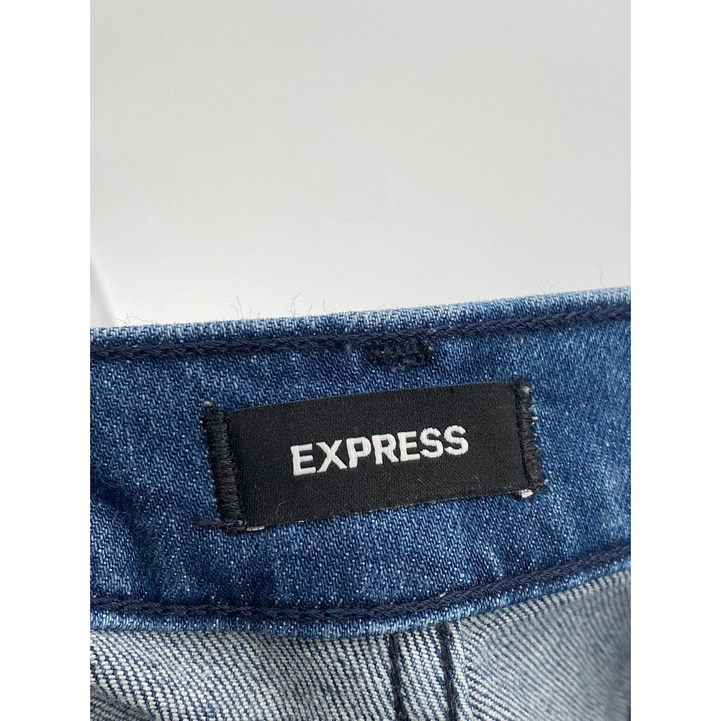 EXPRESS Women's Blue Medium Wash Denim High-Rise Mom Jeans SZ 00