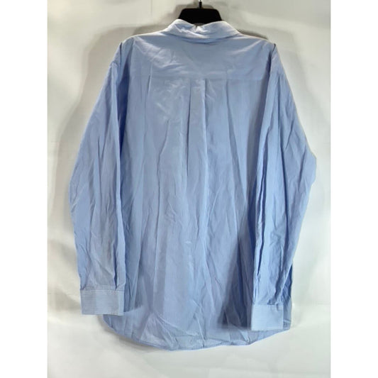 TOMMY HILFIGER Men's Light Blue Striped Classic-Fit Button-Up Shirt SZ XL