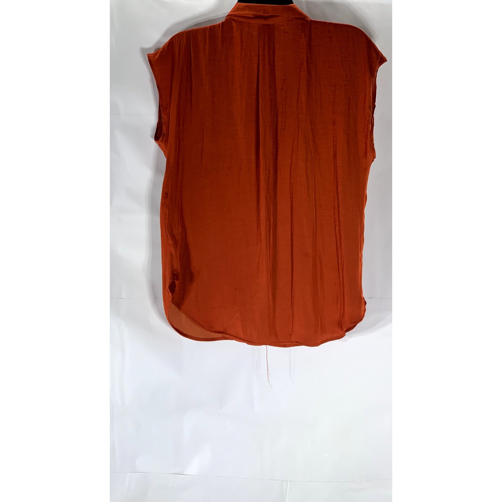 NINE WEST Women's Orange Relaxed Fit Sleeveless Button-Up Top SZ M