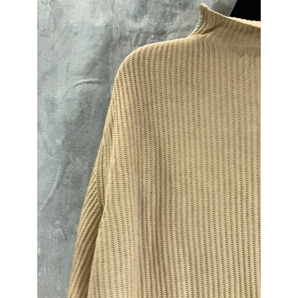 BANANA REPUBLIC Men's Beige Shoulder-Zipper Cotton Knit Pullover Sweater SZ L