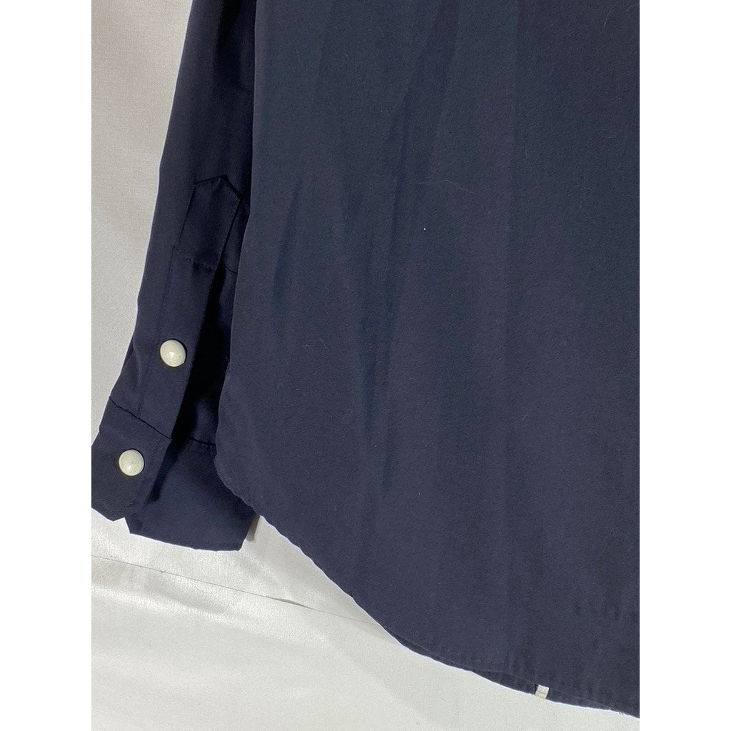 THOM BROWNE Men's Navy Stripe Armband Patch Button-Up Shirt Jacket SZ 1(S)