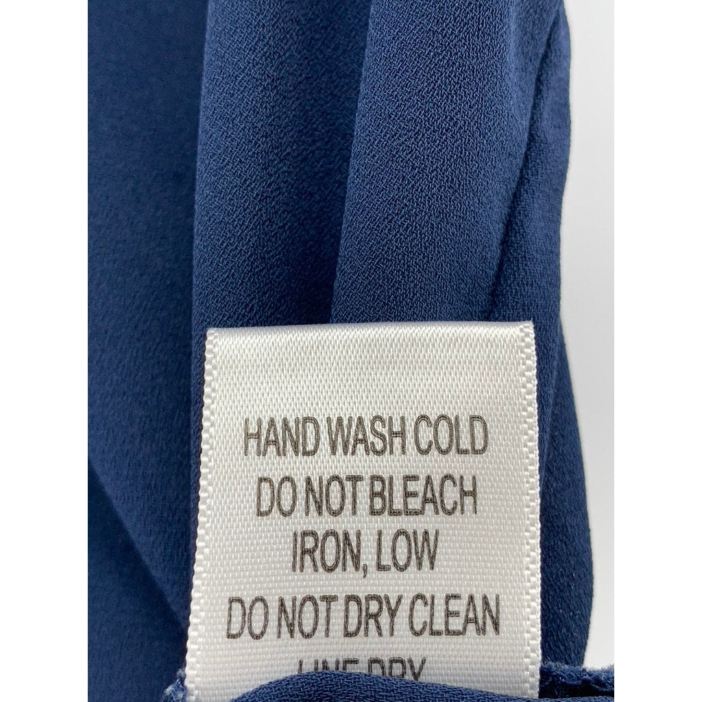 SWEET RAIN Women's Navy Cap Sleeve Split Neck Top SZ M