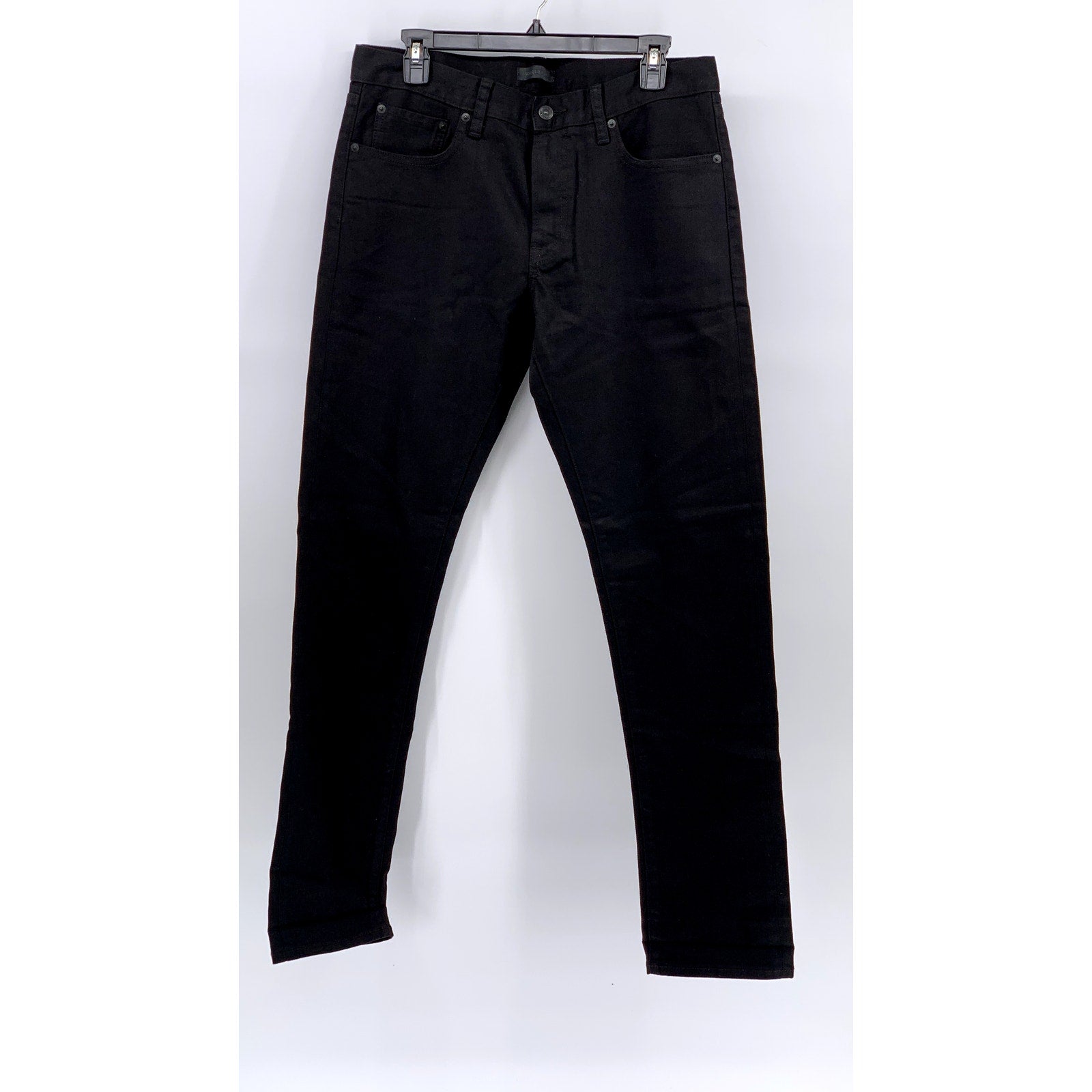 UNIQLO Men's Solid Black Denim Slim-Leg Regular-Fit Five-Pocket Jeans SZ 32X32