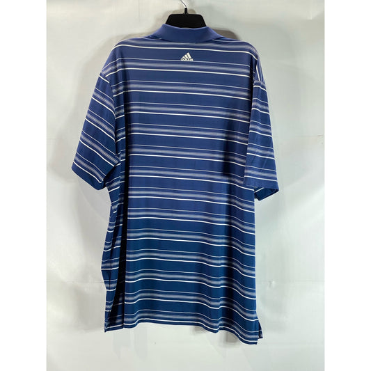 ADIDAS Men's Blue 2 Color Stripe Puremotion Short Sleeve Golf Jersey Polo SZ 2XL