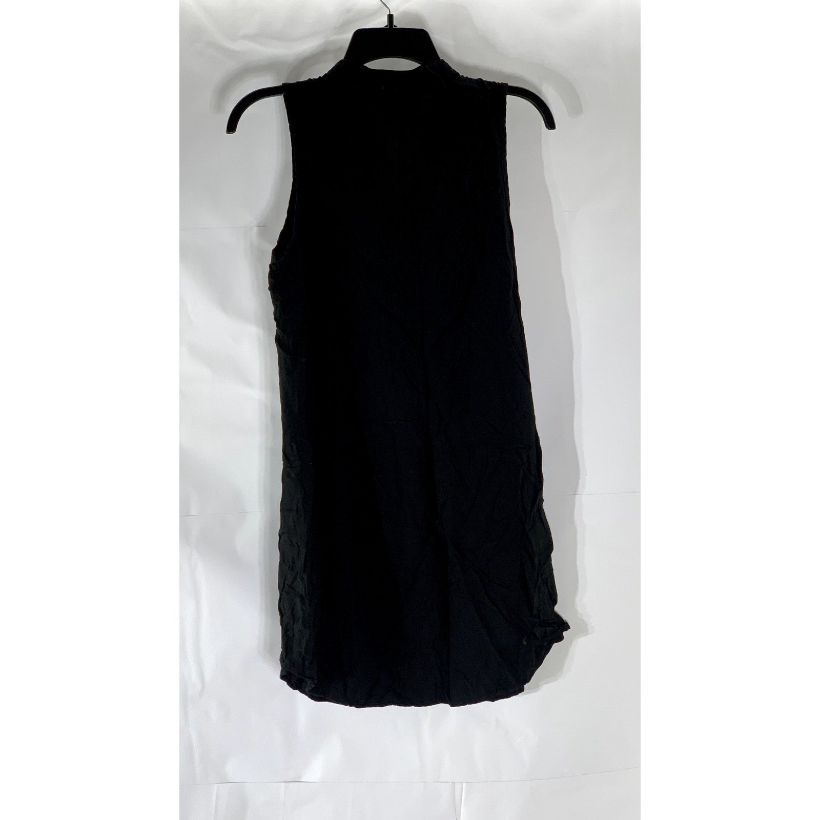 SPLENDID Women's Black Solid Half-Button Sleeveless Mini Shirt Dress SZ L
