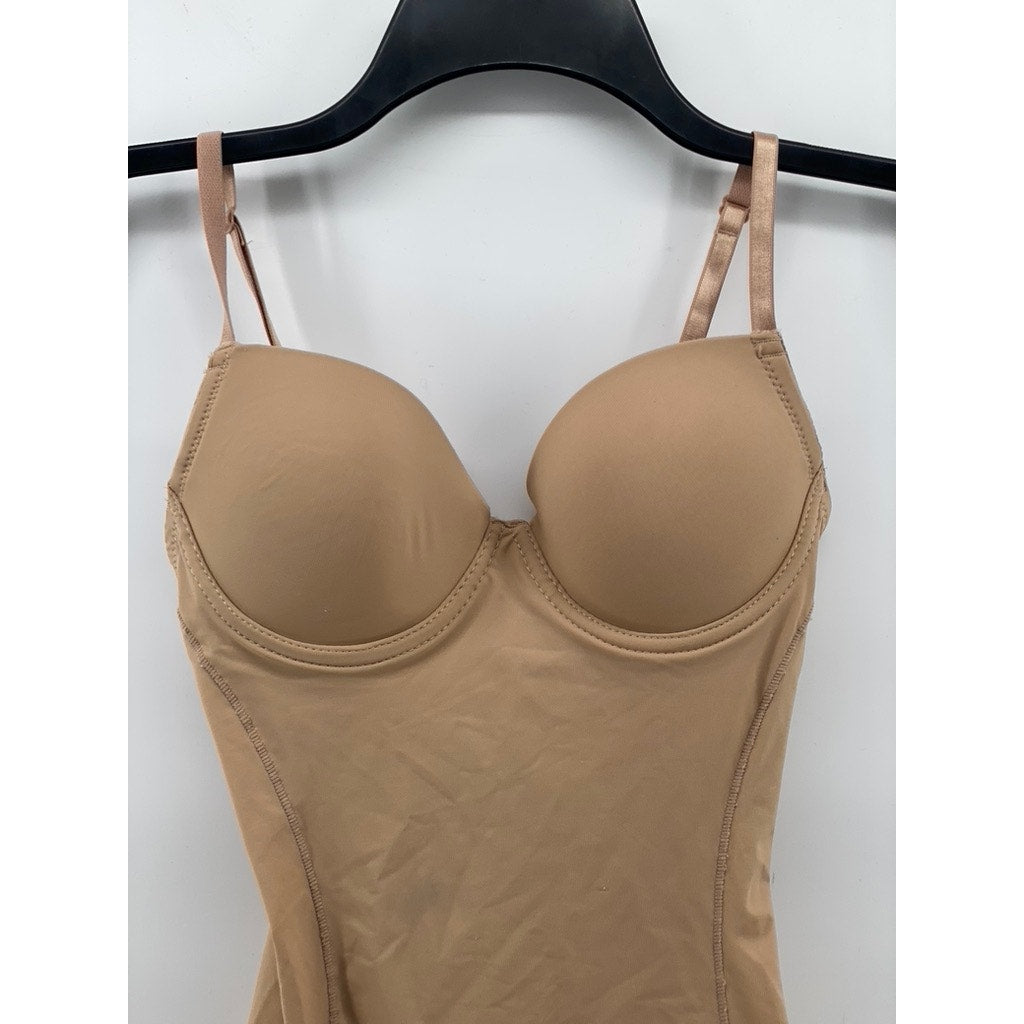 BORVOGUE Women's Tan Mesh Full-Coverage Underwire Padded Shaping Bodysuit SZ M