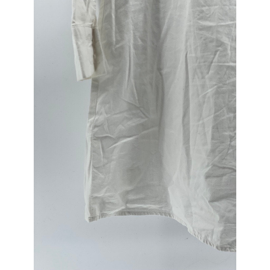 BLASHE Women’s White-Black Tie-Front Button-Up Long Sleeve Shirt Dress SZ L
