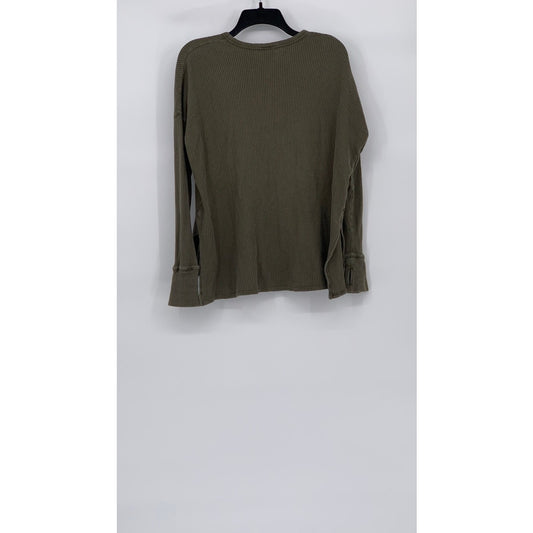 OFFLINE By AERIE Women's Tan Burst A Move Long Sleeve Thumbhole Henley Top SZ S