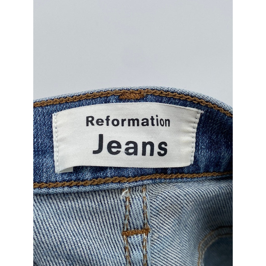 REFORMATION JEANS Women's Medium Wash Blue Riley Skinny Distressed Jeans SZ 27
