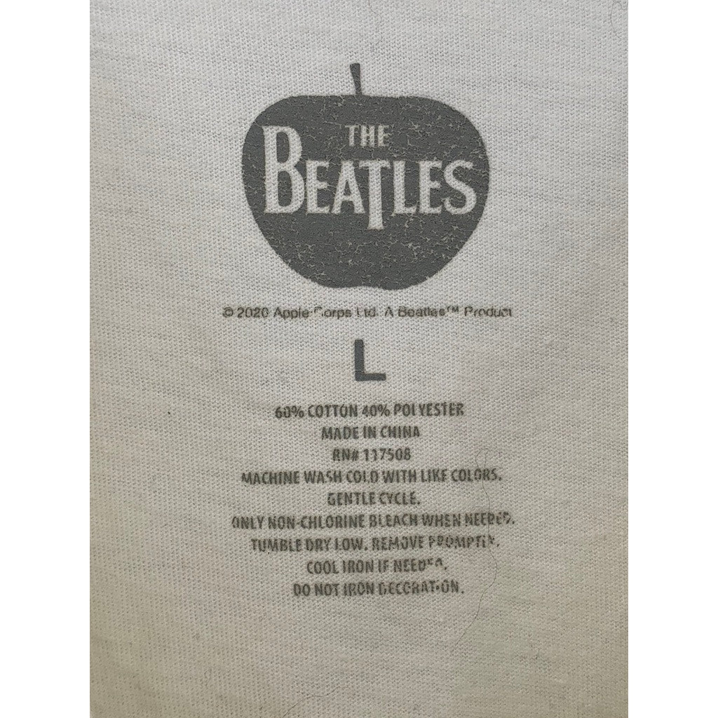 THE BEATLES Men's Beige Graphic Crewneck Short Sleeve T-Shirt SZ L