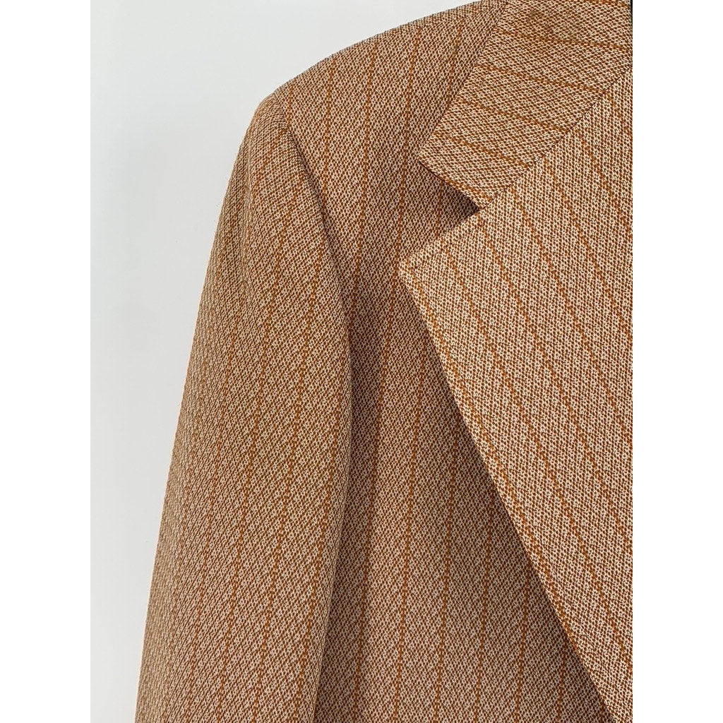 UNBRANDED Men's Brown Striped Two-Button Blazer SZ L