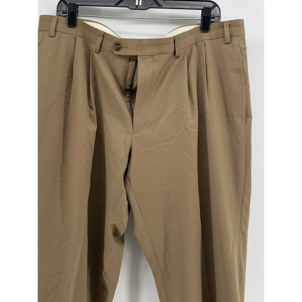 LAUREN RALPH LAUREN Men's Tan Regular-Fit Cuffed Wool Pants SZ 38X29