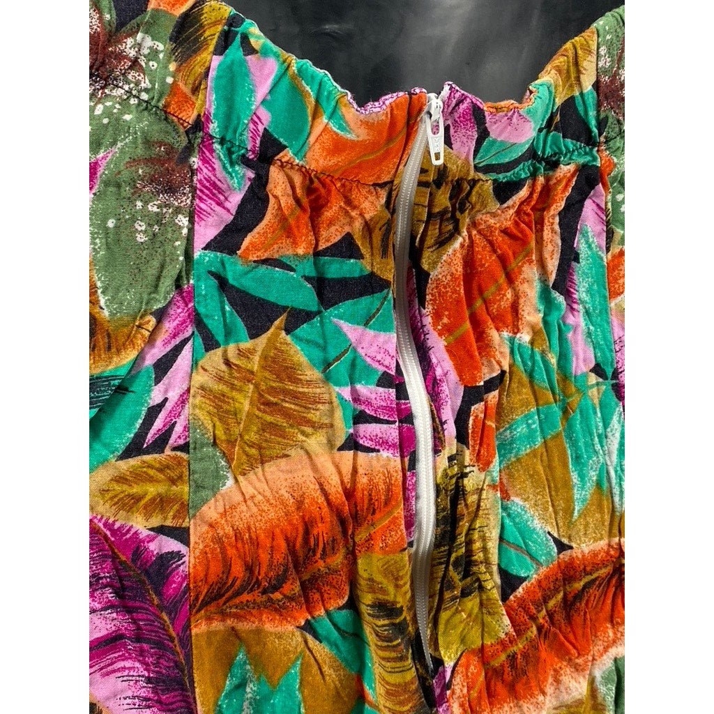 ERIKAS PLACE Women's Vintage 80's Floral Ruffle-Hem Open-Back Mini Dress SZ S