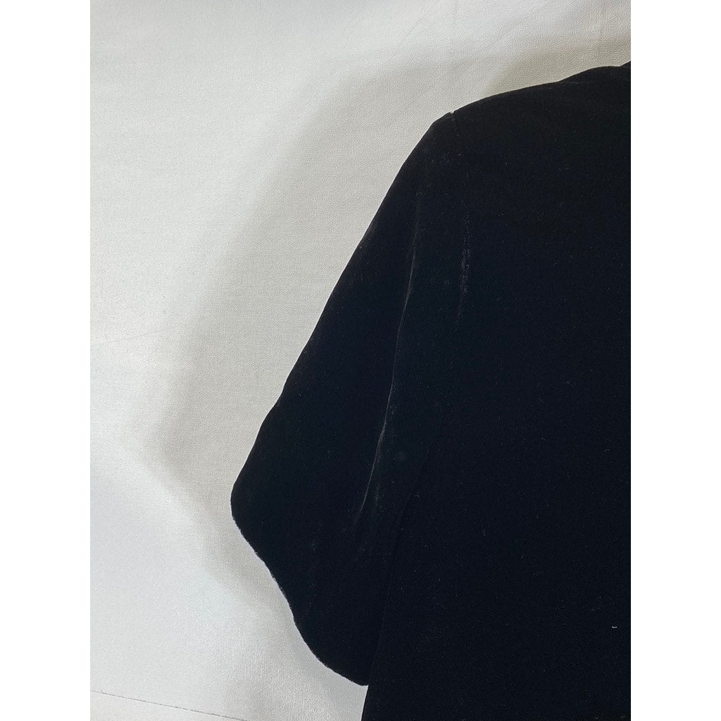 COS Women's Black Mulberry Silk-Mix Draped Roll-Neck Short Sleeve Velvet Top SZ4