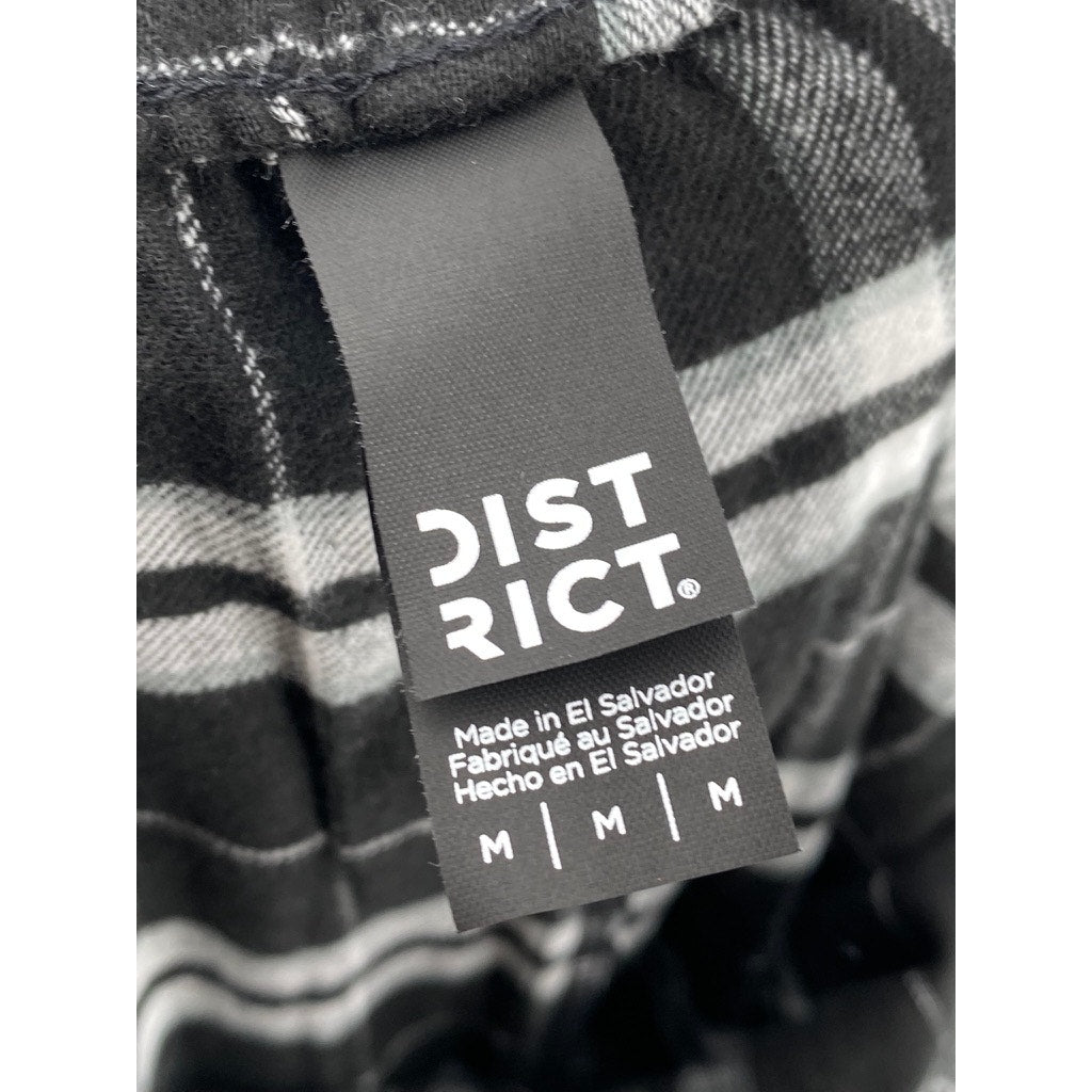 DISTRICT Women's Black-White Plaid Drawstring Relaxed Fit Pajama Pants SZ M