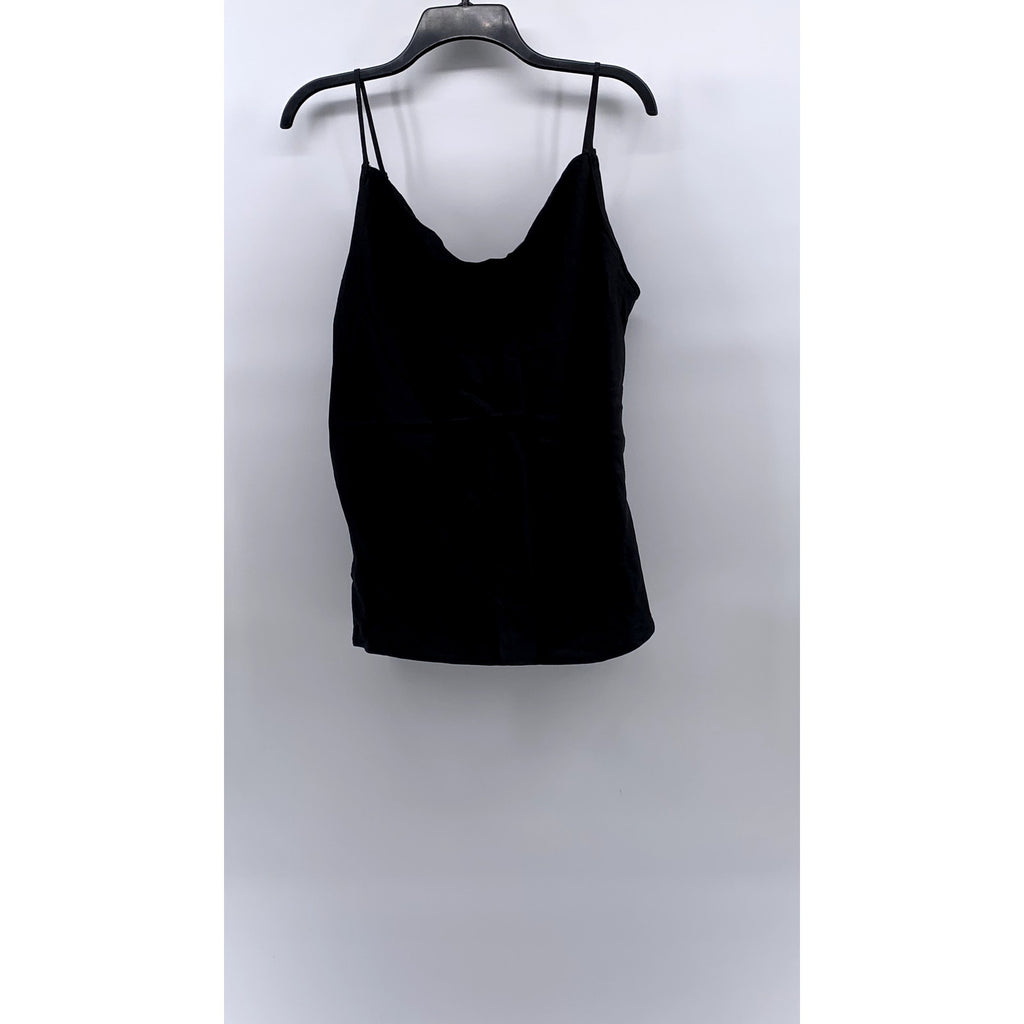 7 FOR ALL MANKIND Women's Black Satin Cowl-Neck Spaghetti Strap Camisole Top SZS