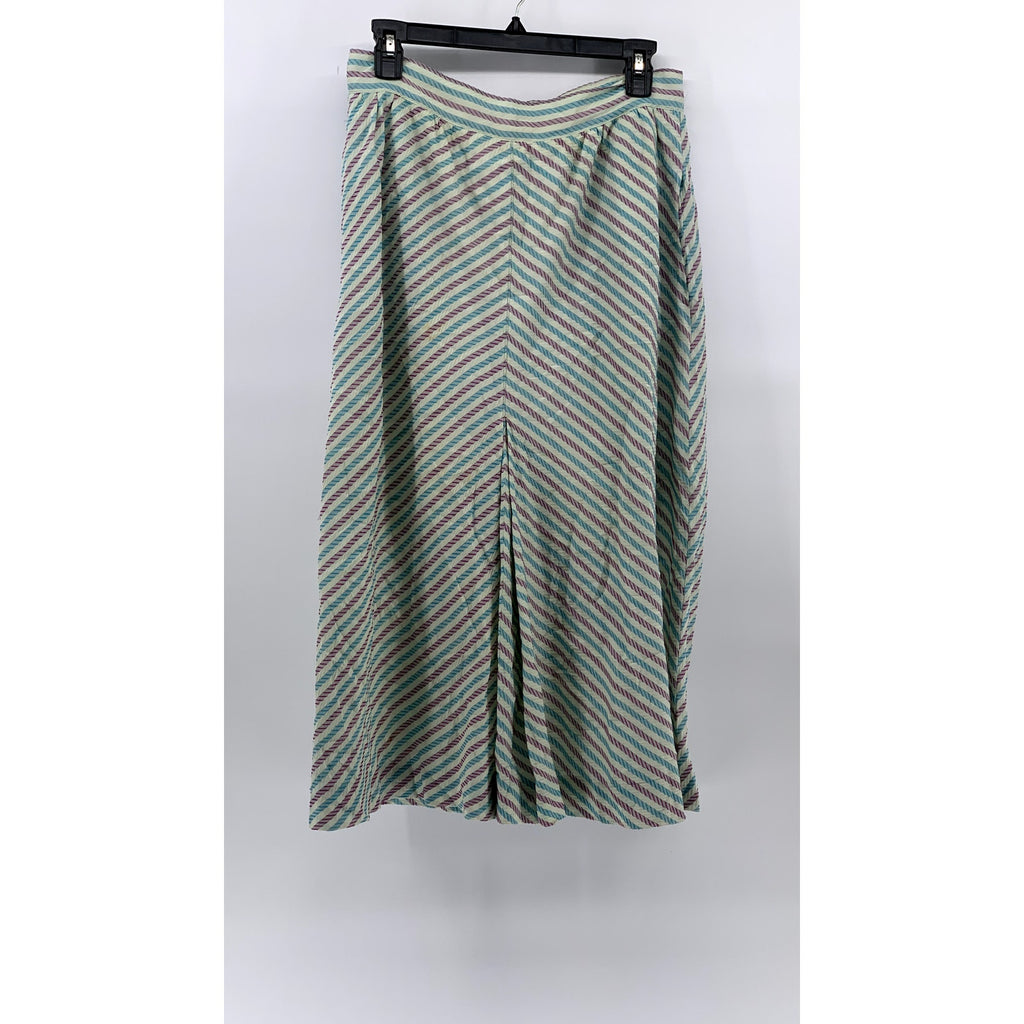 MACPHERSON'S By LAURA BIAGIOTTI Women's White Striped Cashmere Skirt SZ 46