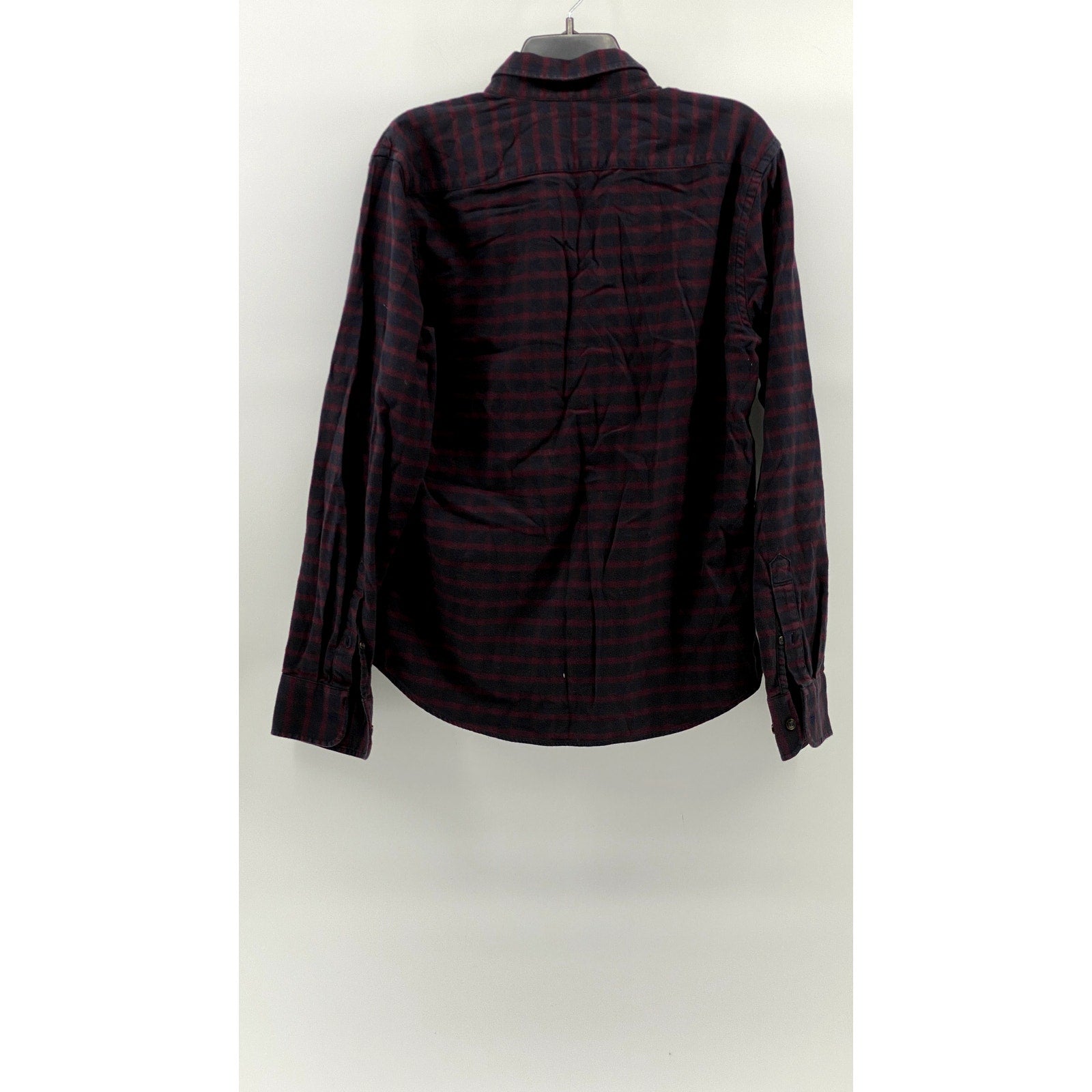 UNTUCKIT Men's Navy-Red Check Button-Up Long Sleeve Flannel Rully Shirt SZ M