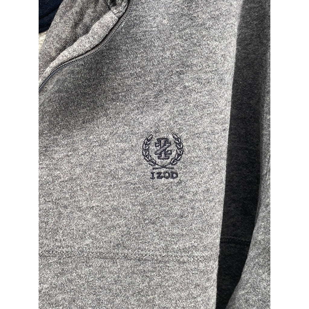 IZOD Men's Charcoal Gray Half Zip Stand Collar Long Sleeve Sweater SZ M