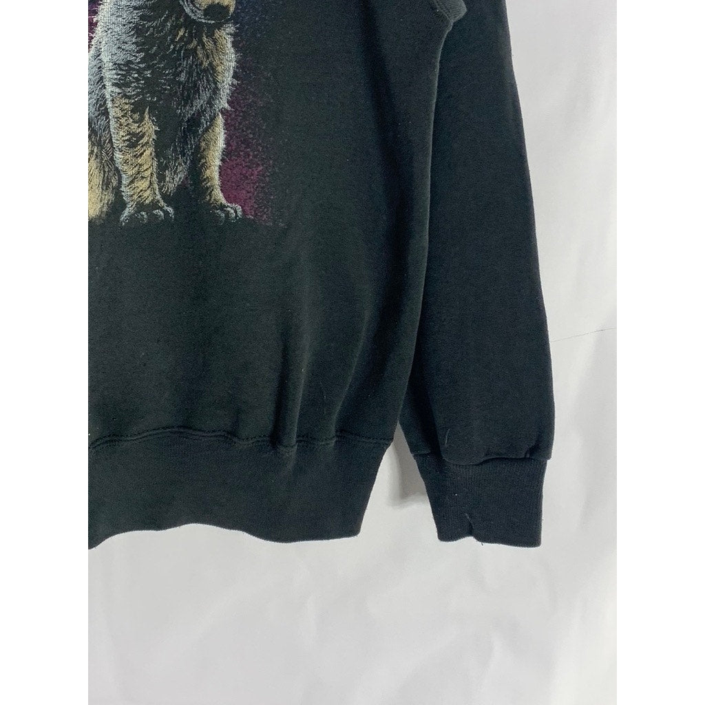 HANES ACTIVEWEAR Women's Vintage Black Wolf Moon Graphic Crewneck Sweatshirt SZM