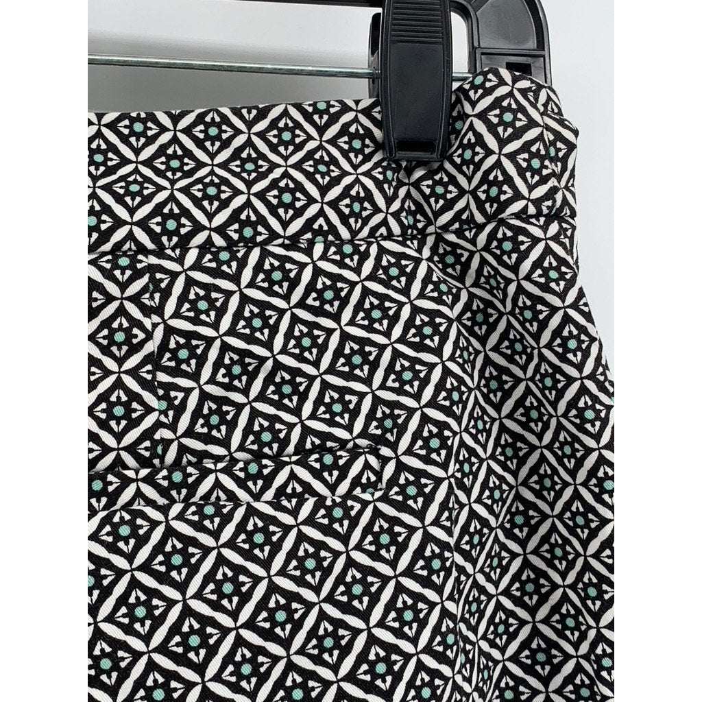 DANA BUCHMAN Women's Black Printed Straight-Leg Pants SZ 6