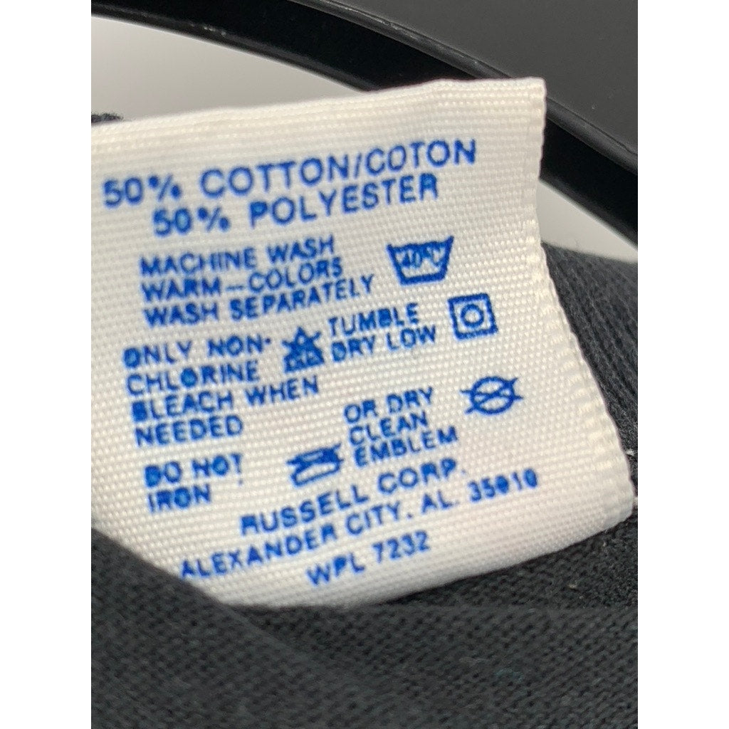 JERZEES Men's Black-Green Vintage V-Neck Strachan Storm Logo T-Shirt SZ XL