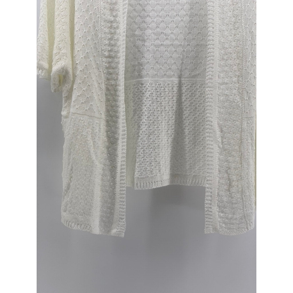 PERCEPTIONS NEW YORK Women's Cream Knit Open-Front Cardigan SZ S