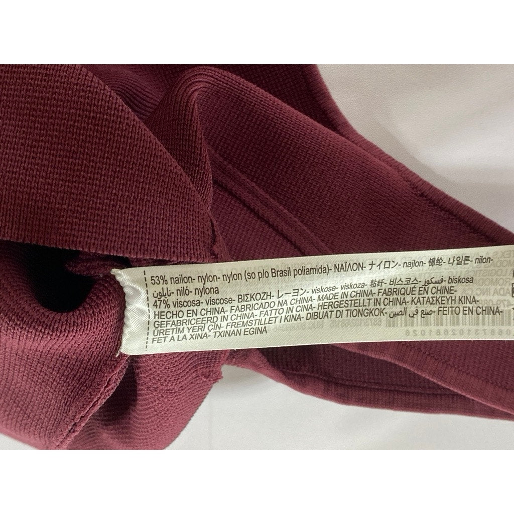 ZARA Women's Burgundy Textured Square-Neck Thick Strap Fitted Crop Top SZ S