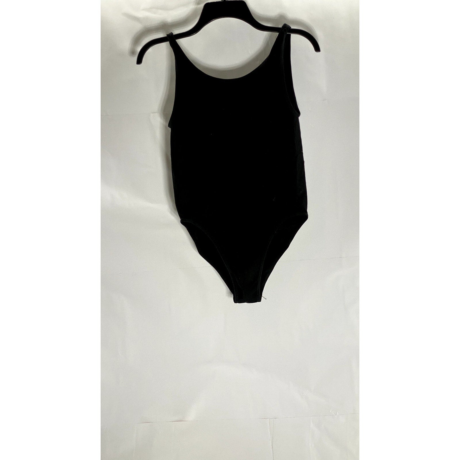 BP. Women's Black Ribbed Scoop-Neck Low-Back Tank Bodysuit SZ L