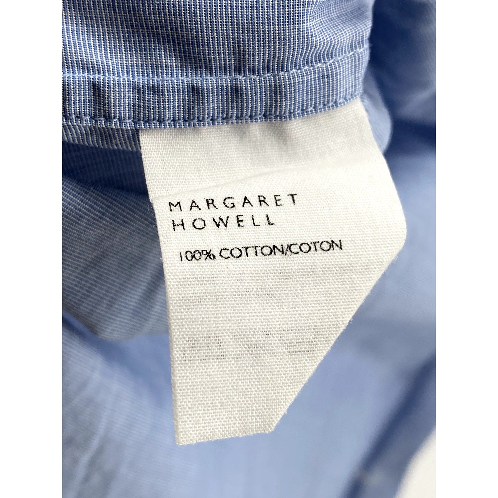 MARGARET HOWELL Men's Light Blue Solid Regular-Fit Button-Up Cotton Shirt SZ XS