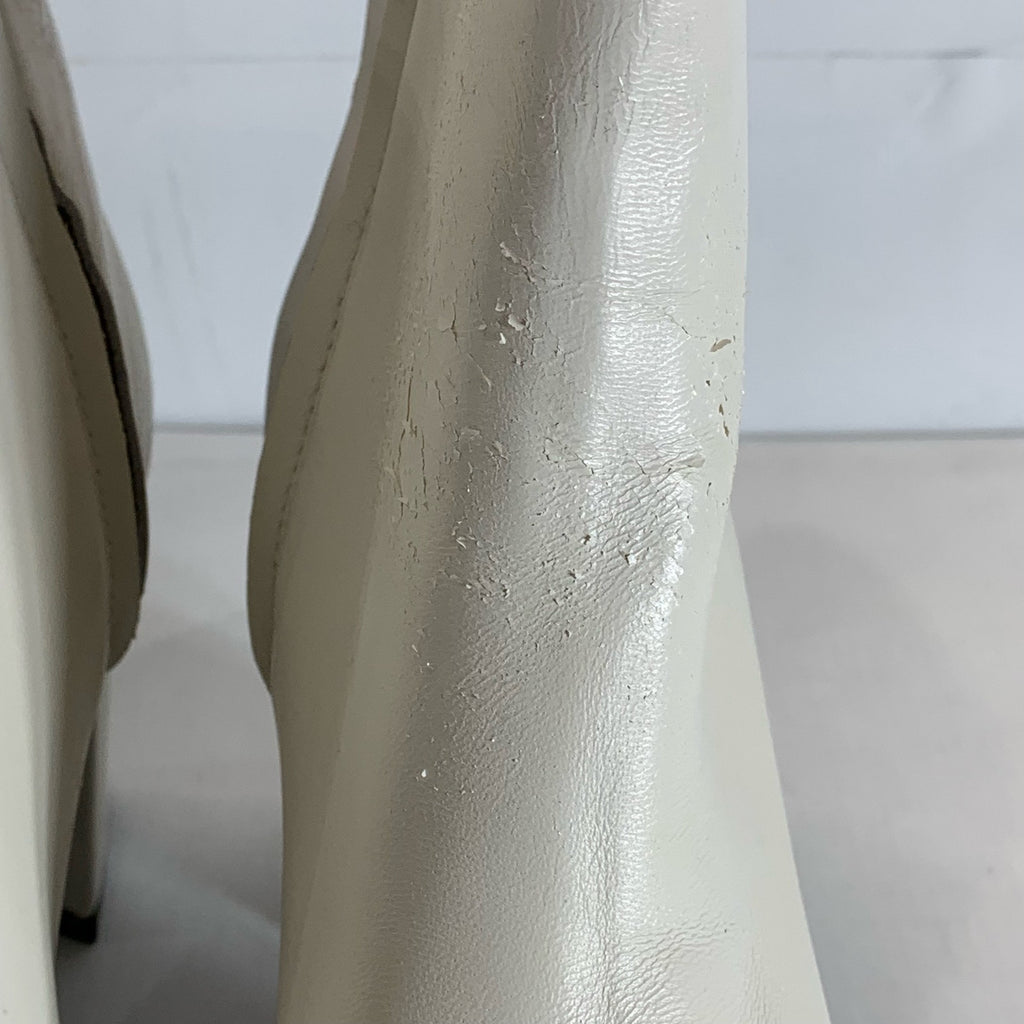 CALVIN KLEIN Women's Ivory Leather Uda Platform Block-Heel Dress Booties SZ 7