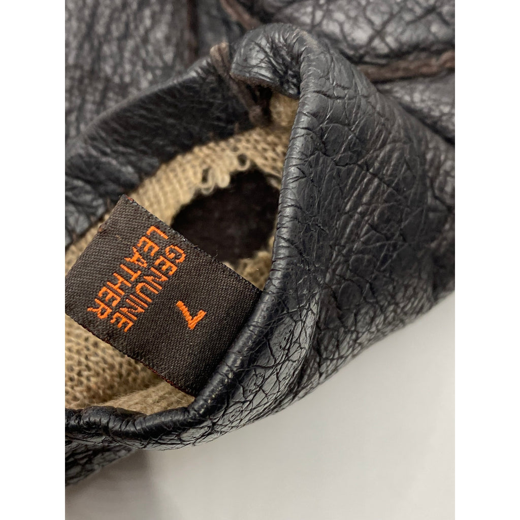 SERMONETA Women's Brown Leather Cashmere Lined Gloves SZ 7