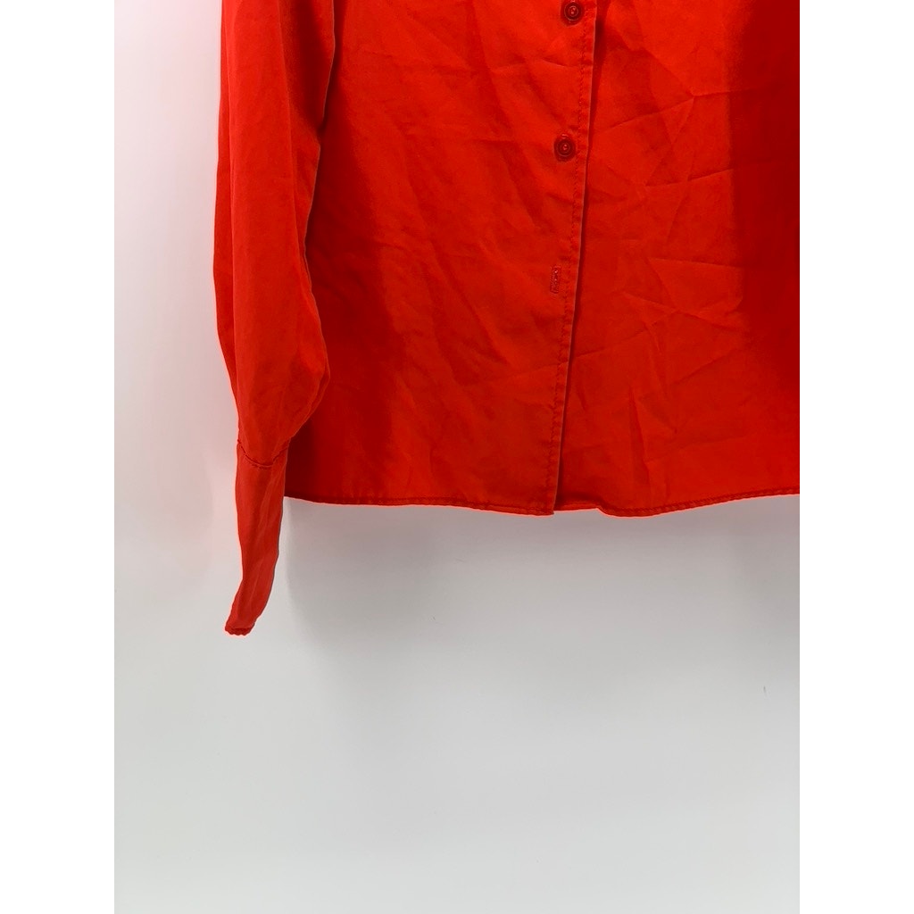 DIRECTIONS Women's Red Button-Up Long Sleeve Regular Fit Top SZ M