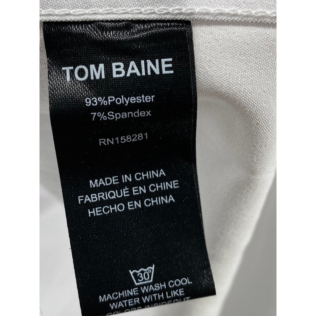TOM BAINE Men’s Bright a white Slim-Fit Button-Up Short Sleeve Shirt SZ M