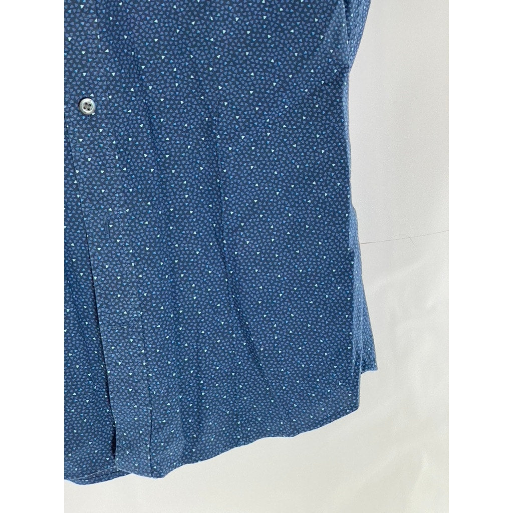 BANANA REPUBLIC Men's Dark Blue Printed Short Sleeve Button-Up Shirt SZ M