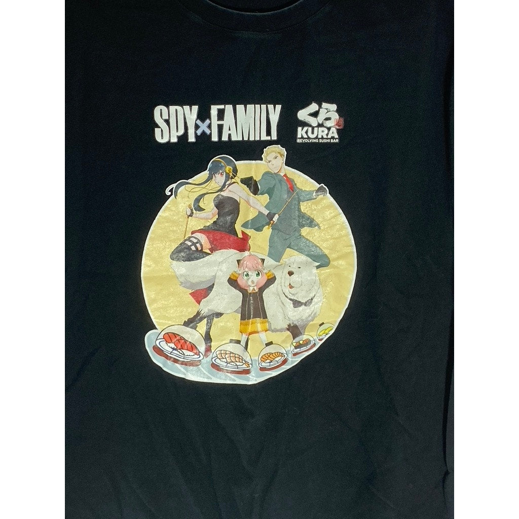 SPY FAMILY X KURA SUSHI Unisex Vintage Graphic Crewneck Short Sleeve T-Shirt SZL