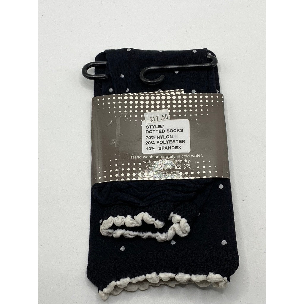 FRENCH CURVE Women's Black-White Dotted Semi Sheer Socks SZ OS