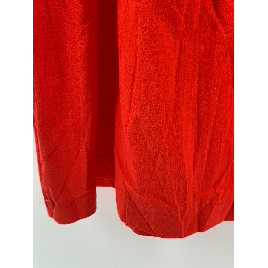 ADAM YVES Women's Vintage Red Side-Closure A-Line Midi Skirt SZ 16