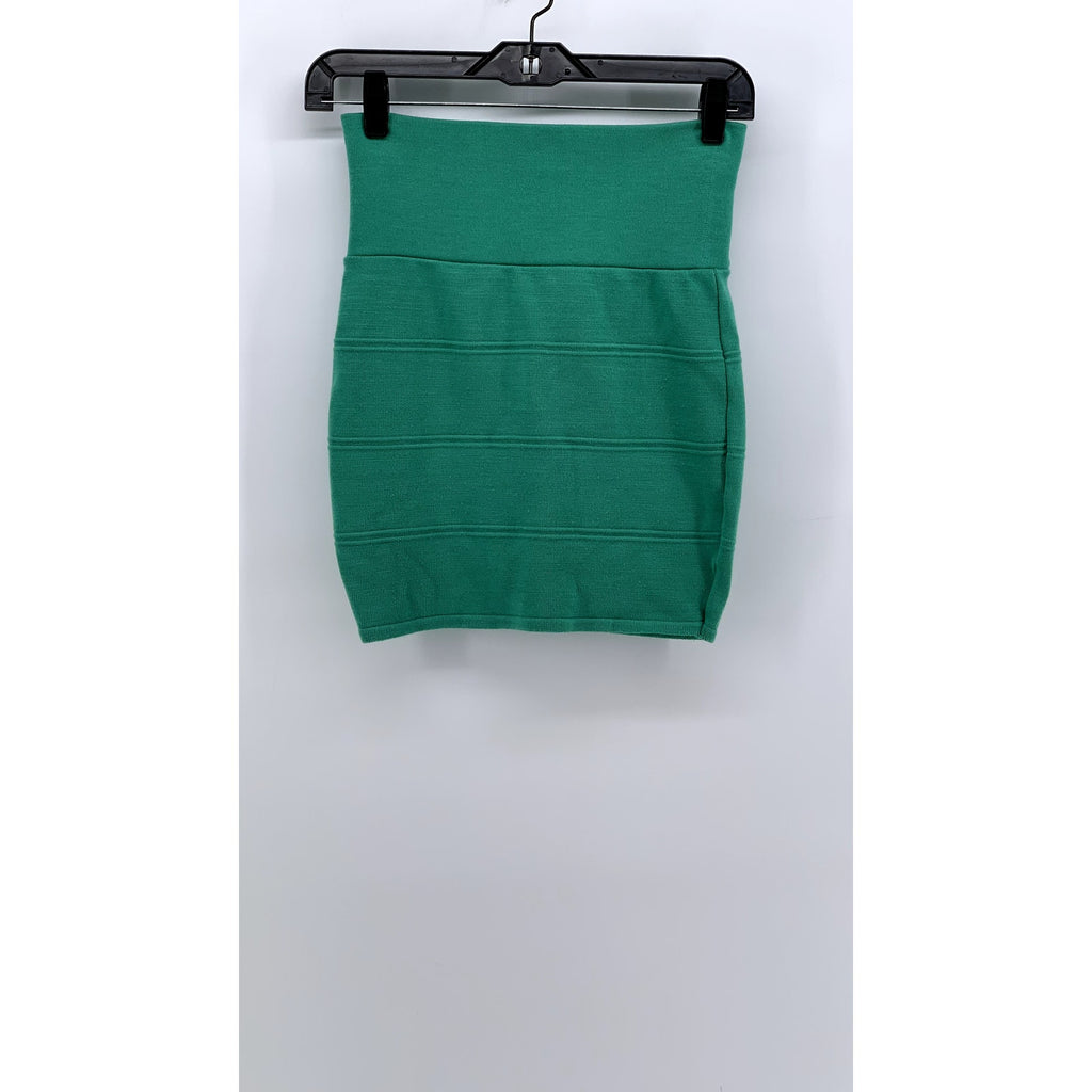 DEBUT Women's Green Solid Bodycon Mini Skirt SZ S