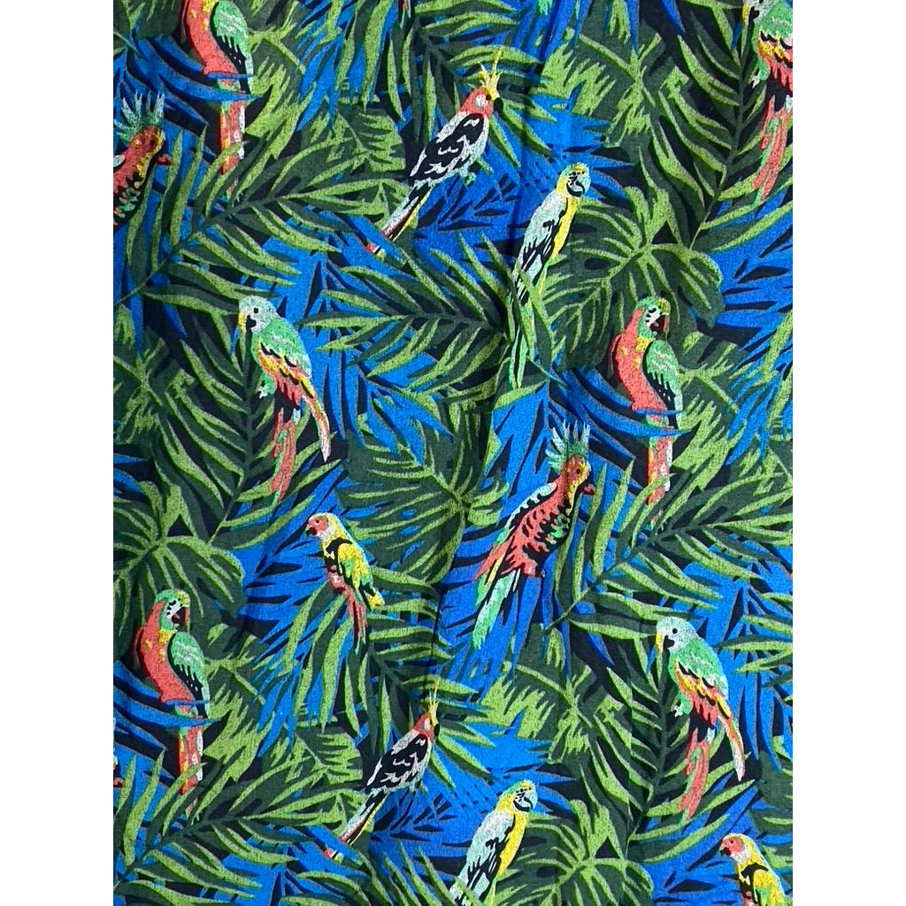 AMERICAN EAGLE OUTFITTERS Men's Green Tropical Parrot Button-Up Shirt SZ 2XL