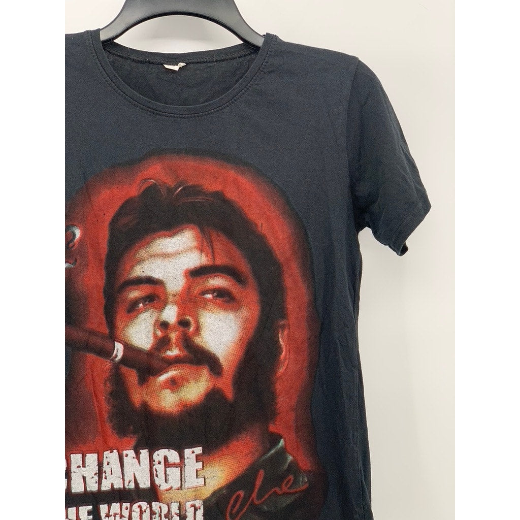 UNBRANDED Women's Black Che Guevara Change The World Short Sleeve Top SZ M
