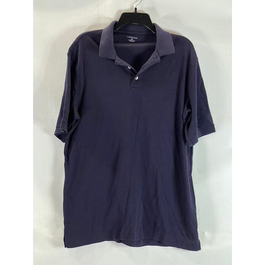 LANDS' END Men's Tall Navy Supima Cotton Short Sleeve Polo Shirt SZ L/T