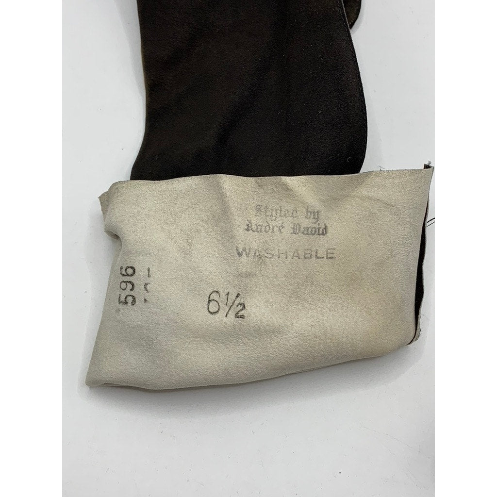 STYLED By Andre David Women's Brown Vintage Leather Gloves SZ 6.5