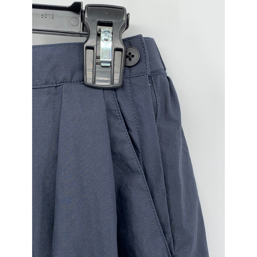 MUJI Women's Navy Blue Elastic-Waist A-Line Relaxed Fit Cotton-Blend Skirt SZ S
