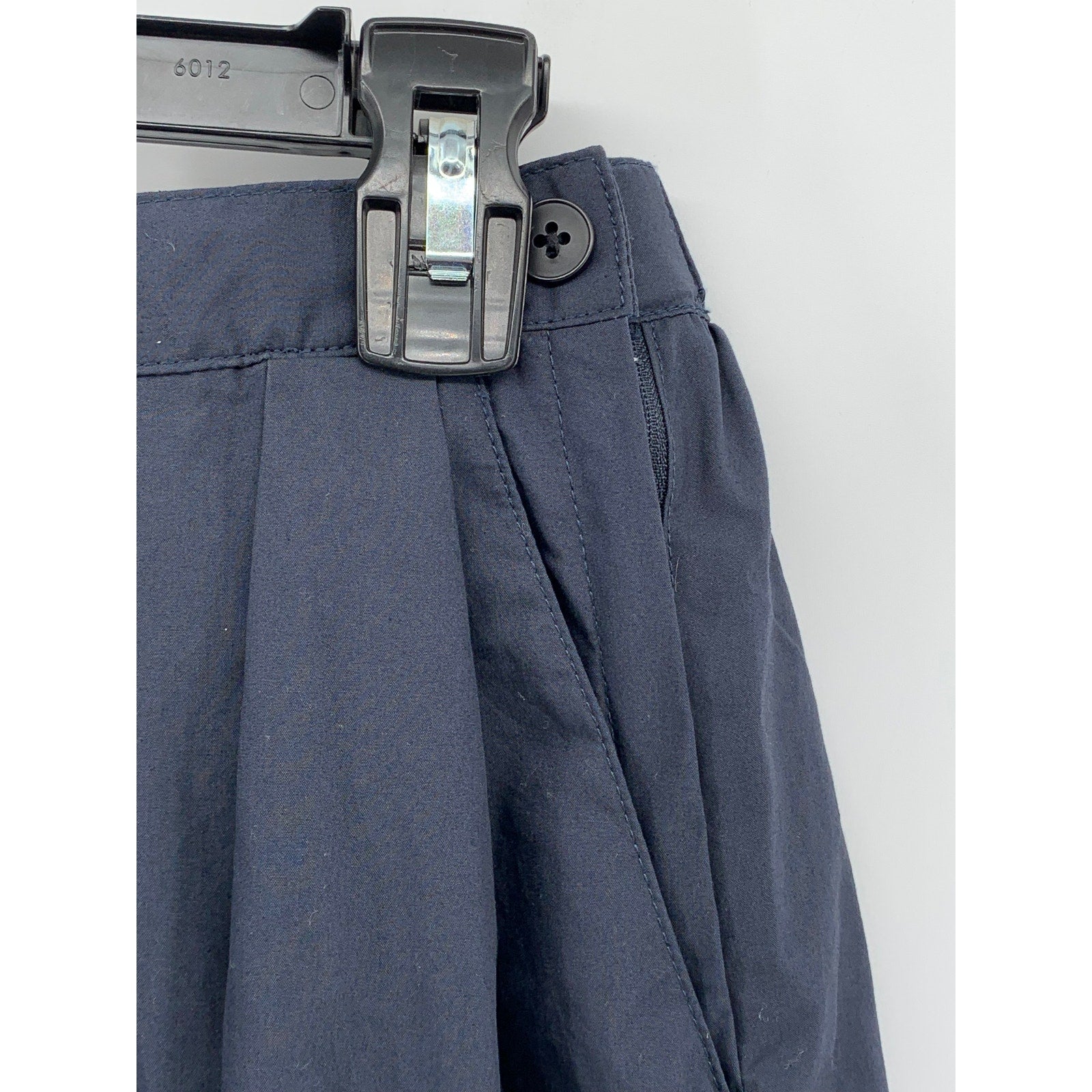 MUJI Women's Navy Blue Elastic-Waist A-Line Relaxed Fit Cotton-Blend Skirt SZ S