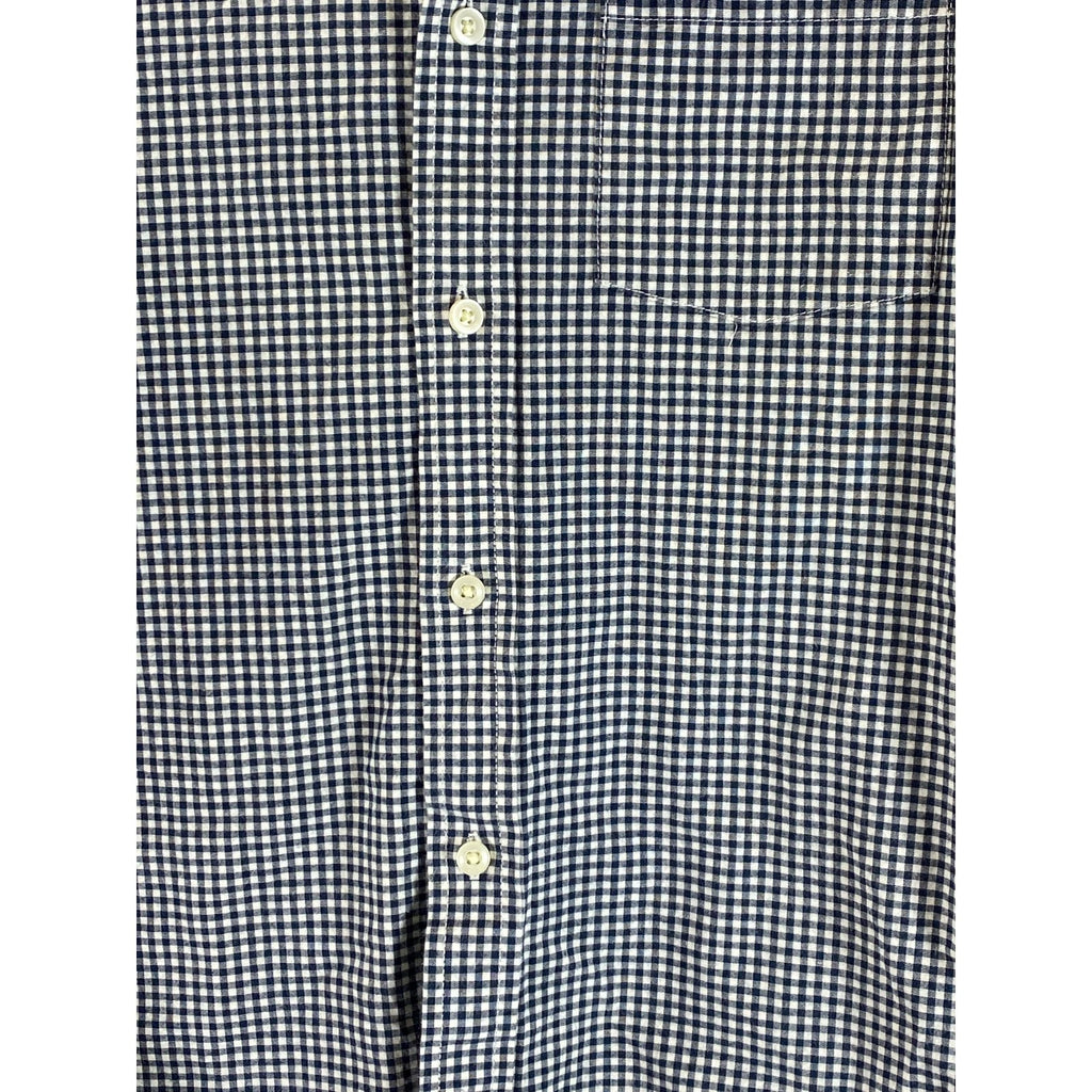 GOODFELLOW & CO Men's Navy/White Gingham Every Wear Slim-Fit Poplin Shirt SZ S